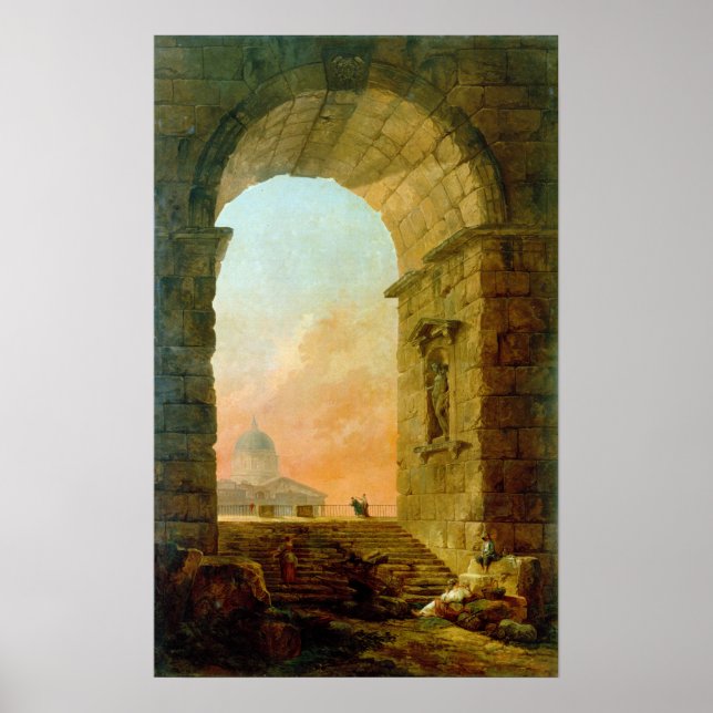 Hubert Robert Landscape with an Arch St. Peter's Poster (Front)