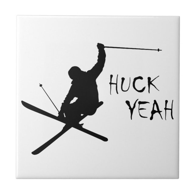 Huck Yeah (Skiing) Ceramic Tile (Front)