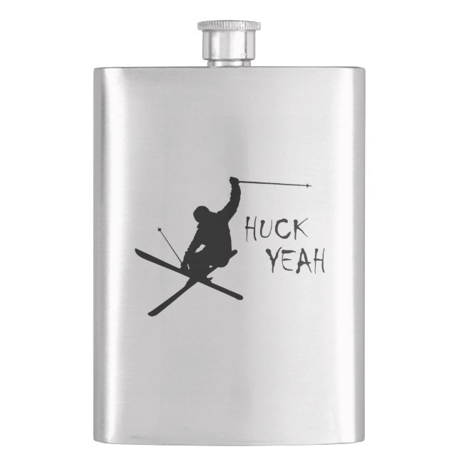 Huck Yeah (Skiing) Hip Flask (Front)