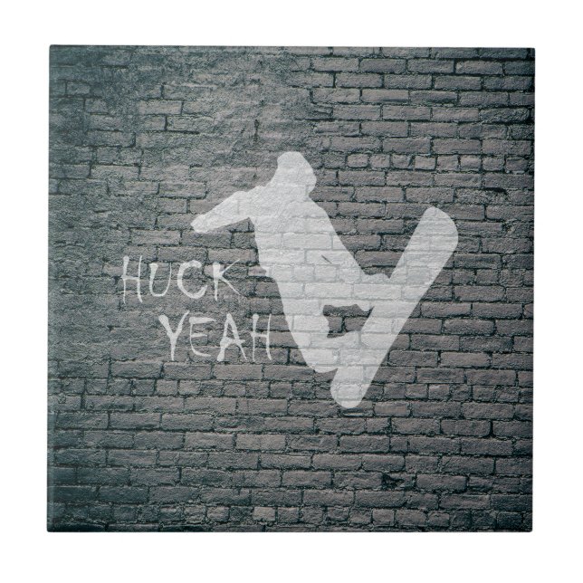 Huck Yeah (Snowboarding) Ceramic Tile (Front)