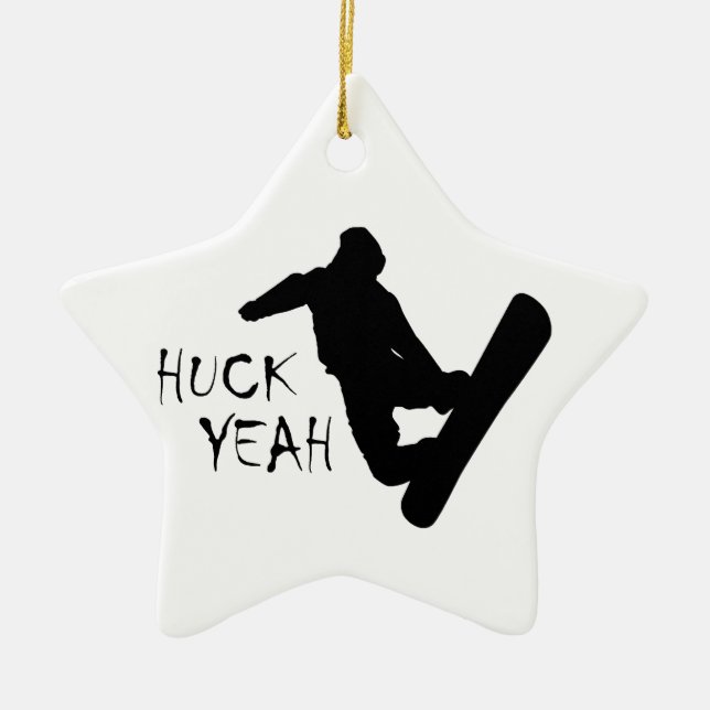 Huck Yeah (Snowboarding) Ceramic Tree Decoration (Front)