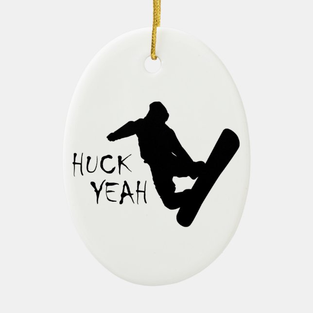 Huck Yeah (Snowboarding) Ceramic Tree Decoration (Front)