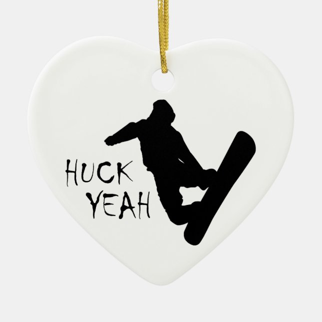 Huck Yeah (Snowboarding) Ceramic Tree Decoration (Front)