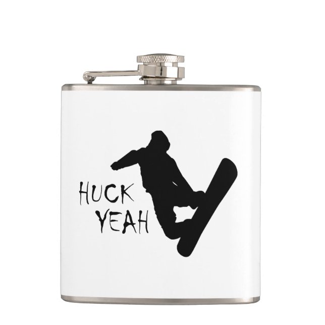 Huck Yeah (Snowboarding) Hip Flask (Front)
