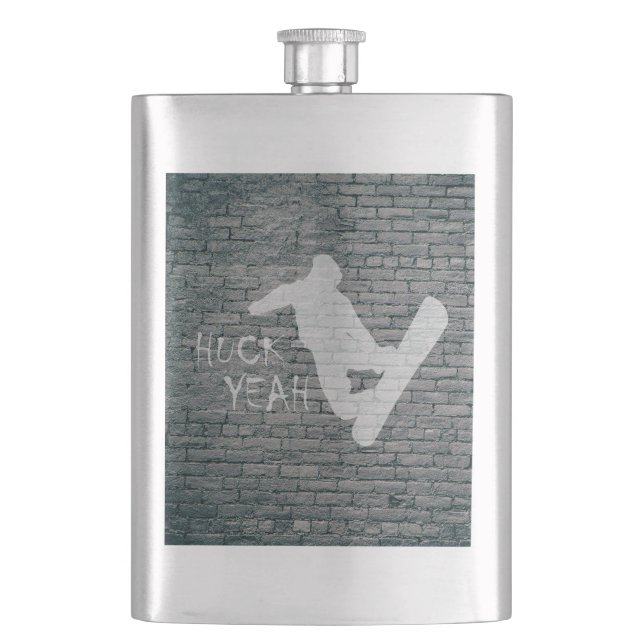Huck Yeah (Snowboarding) Hip Flask (Front)