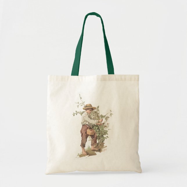 Huckleberry Finn Picking Berries Lithograph Tote Bag (Front)