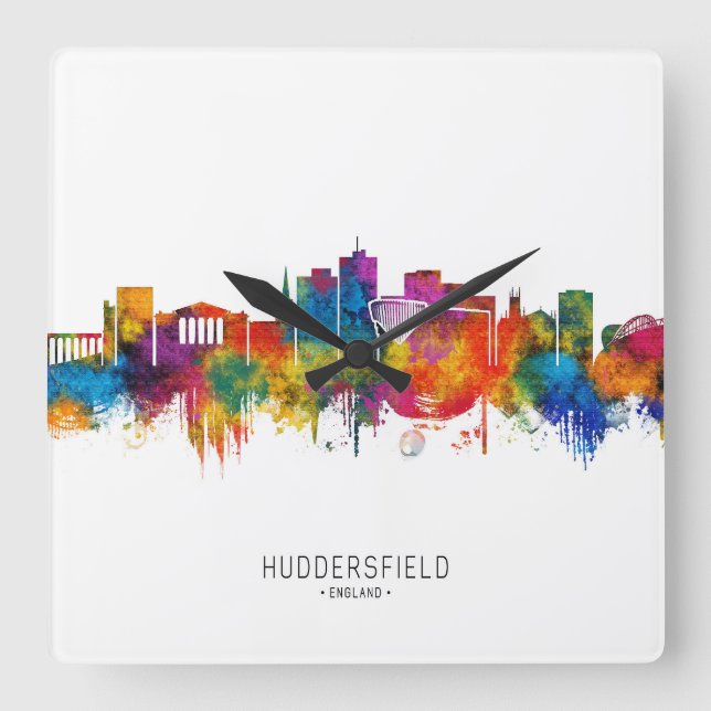 Huddersfield England Skyline Square Wall Clock (Front)