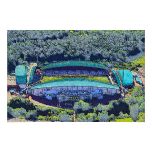 Huddersfield Kirklees Stadium Architectural Aerial Poster