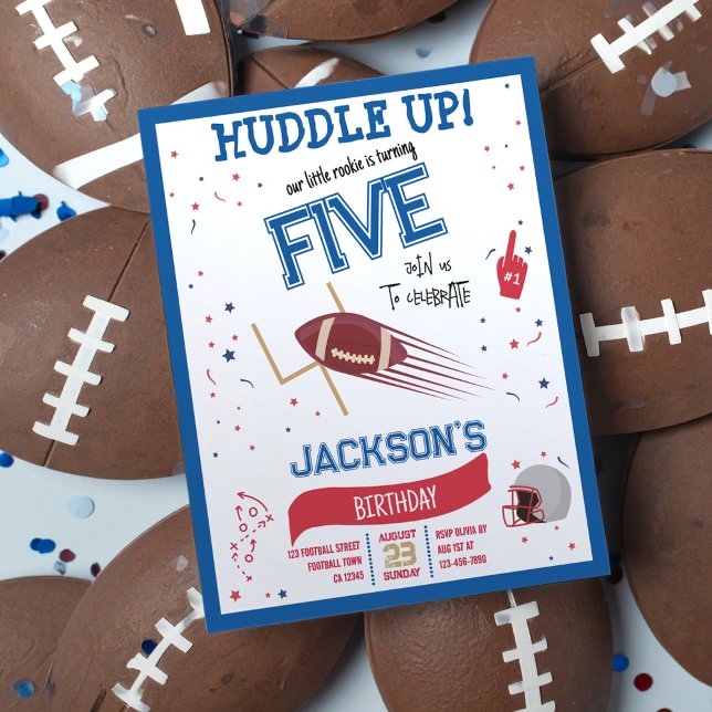 Huddle Up Rookie Football Budget Birthday Invite (Creator Uploaded)