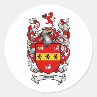 HUDSON FAMILY CREST - HUDSON COAT OF ARMS CLASSIC ROUND STICKER