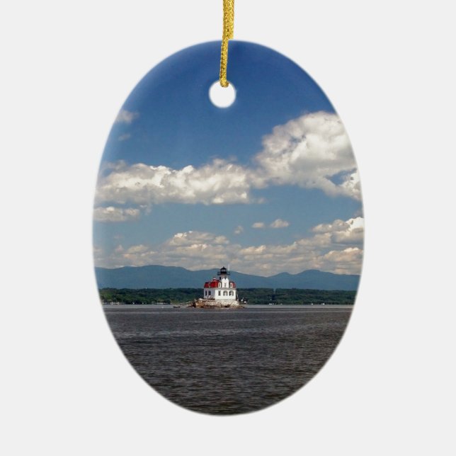 Hudson River Lighthouse Ceramic Ornament (Front)
