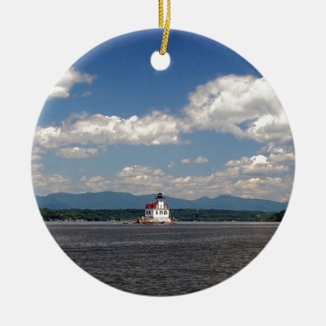 Hudson River Lighthouse Ceramic Ornament (Front)