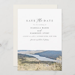 HUDSON RIVER New York Watercolor Save the Date Inv Invitation