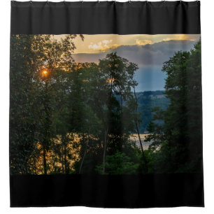 Hudson River Summer Evening W/Black Border. Shower Curtain
