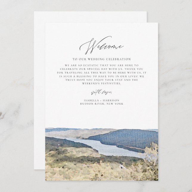HUDSON RIVER Welcome Letter Timeline Wedding Card (Front/Back)