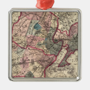 Hudson, Union, Essex Cos, NJ Metal Ornament