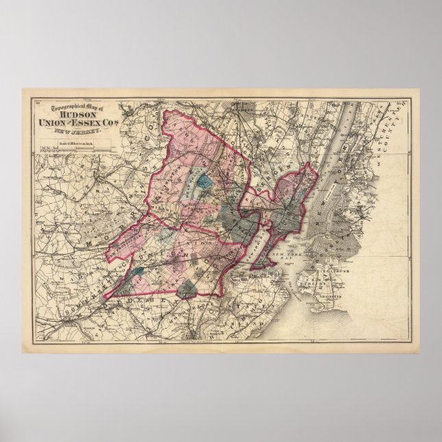 Hudson, Union, Essex Cos, NJ Poster (Front)