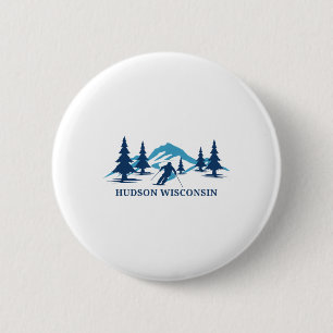 Hudson Wisconsin Ski Resort Skiing Skier _1  6 Cm Round Badge