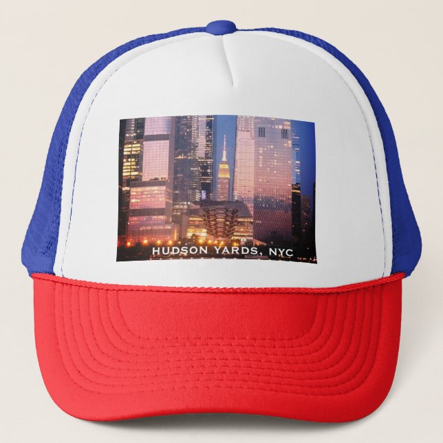 Hudson Yards (Vessel) Empire State Building, NYC Trucker Hat (Front)
