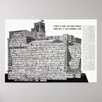 Hudson's Detroit - Cutout Building Poster