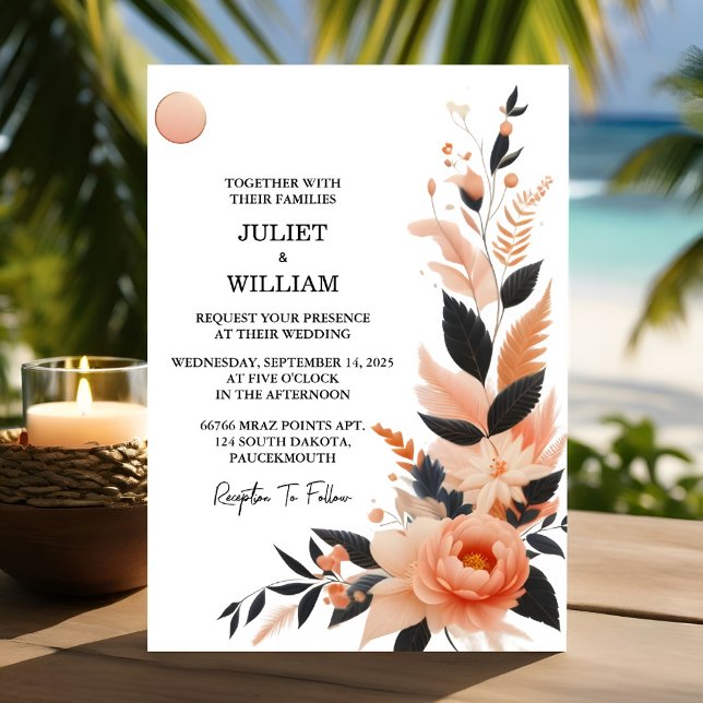 Hue Orange 70s 80s 90s Pink Peach Colourful Weddin Invitation (Creator Uploaded)