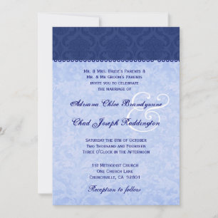 Hues of Blue Damask Wedding E576 Invitation