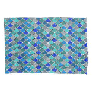 Hues of Blue Grey Scales Pattern Pillowcase