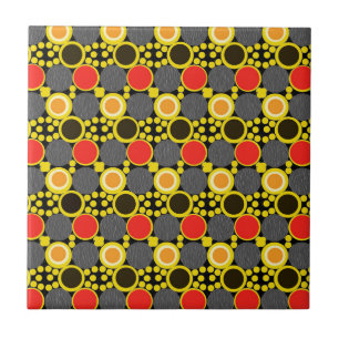 Hues of Harmony: Circles in Red, Brown, and Yellow Ceramic Tile