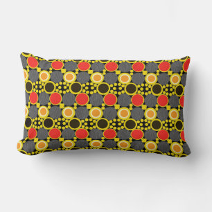 Hues of Harmony: Circles in Red, Brown, and Yellow Lumbar Cushion