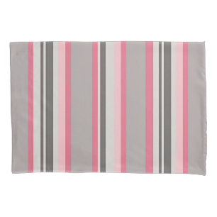 Hues of Pink and Grey Striped Pillowcases