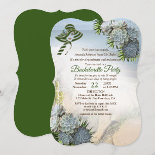 Hues of Sea Green & Succulent Bachelorette Party Invitation