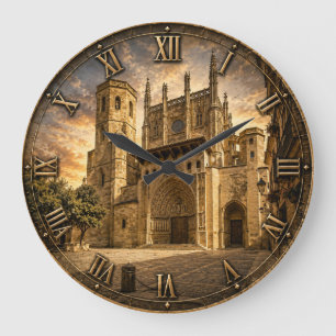 Huesca Cathedral Gothic Architecture Large Clock
