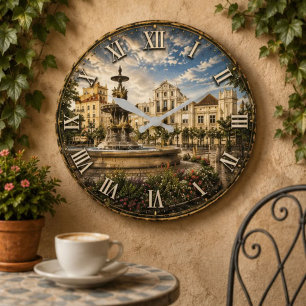 Huesca Historic Spanish Plaza Large Clock