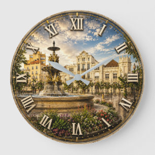 Huesca Historic Spanish Plaza Large Clock