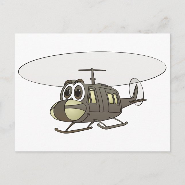Huey Helicopter Cartoon Postcard (Front)