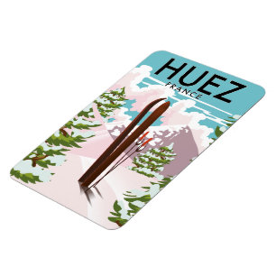 Huez France Retro ski poster Magnet