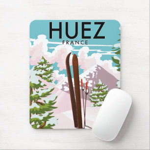 Huez France Retro ski poster Mouse Pad