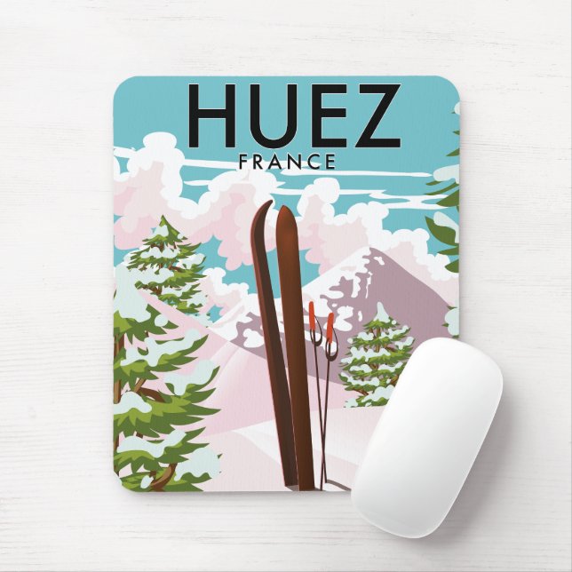 Huez France Retro ski poster Mouse Pad (With Mouse)