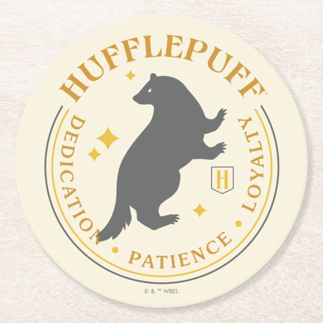 HUFFLEPUFF™ Badger House Pride Badge Round Paper Coaster (Front)