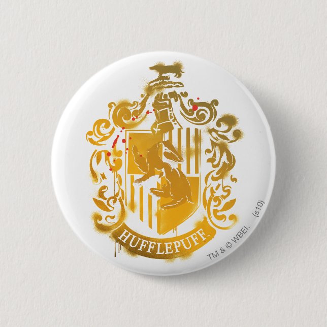Hufflepuff Crest - Splattered 6 Cm Round Badge (Front)