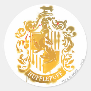 Hufflepuff Crest - Splattered Classic Round Sticker