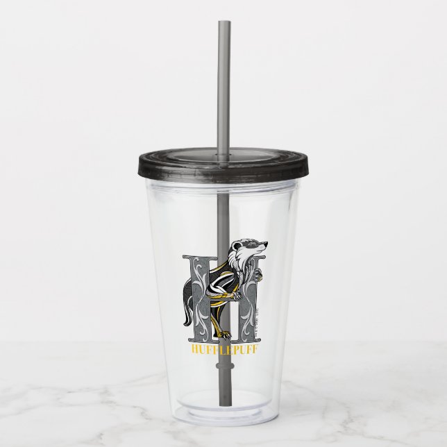HUFFLEPUFF™ Crosshatched Emblem Acrylic Tumbler (Front)