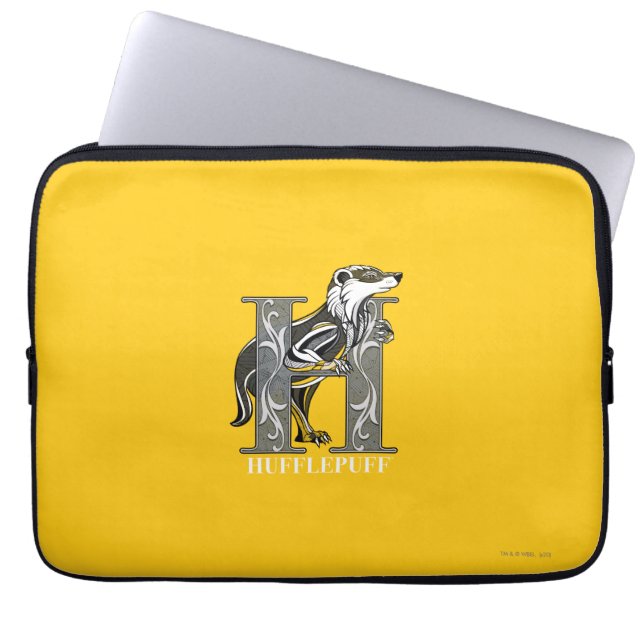 HUFFLEPUFF™ Crosshatched Emblem Laptop Sleeve (Front)