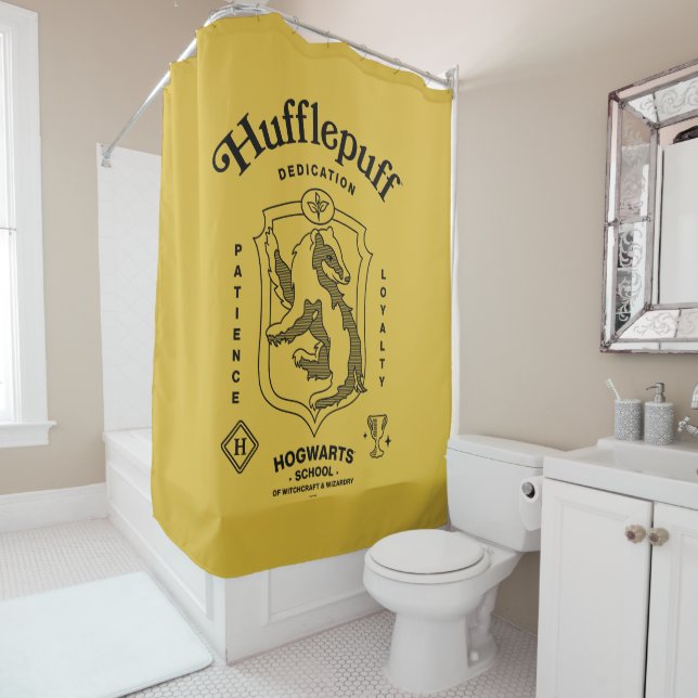HUFFLEPUFF™ Dedication Patience Loyalty Crest Shower Curtain (In Situ)