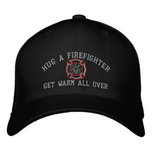 Hug A Firefighter Humourous Custom Embroidery Embroidered Hat