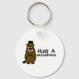 Hug a groundhog key ring