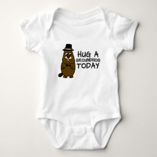 Hug a groundhog today baby bodysuit