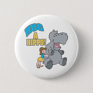 hug a hippo cute cartoon graphic 6 cm round badge