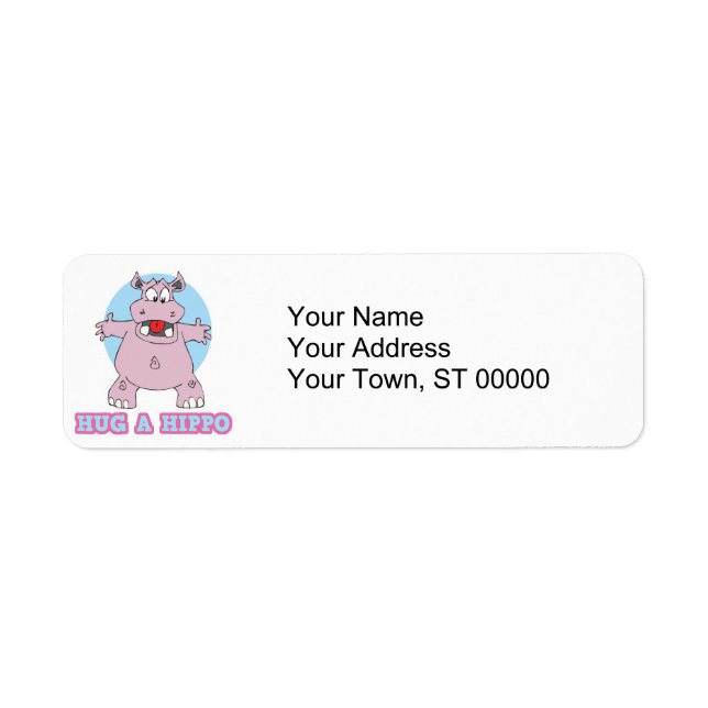 hug a hippo return address label (Front)
