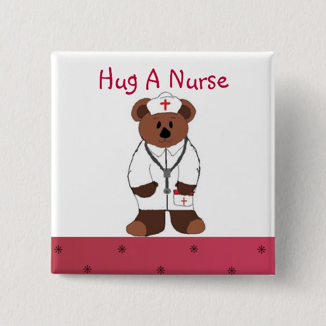 Hug A Nurse 15 Cm Square Badge (Front)